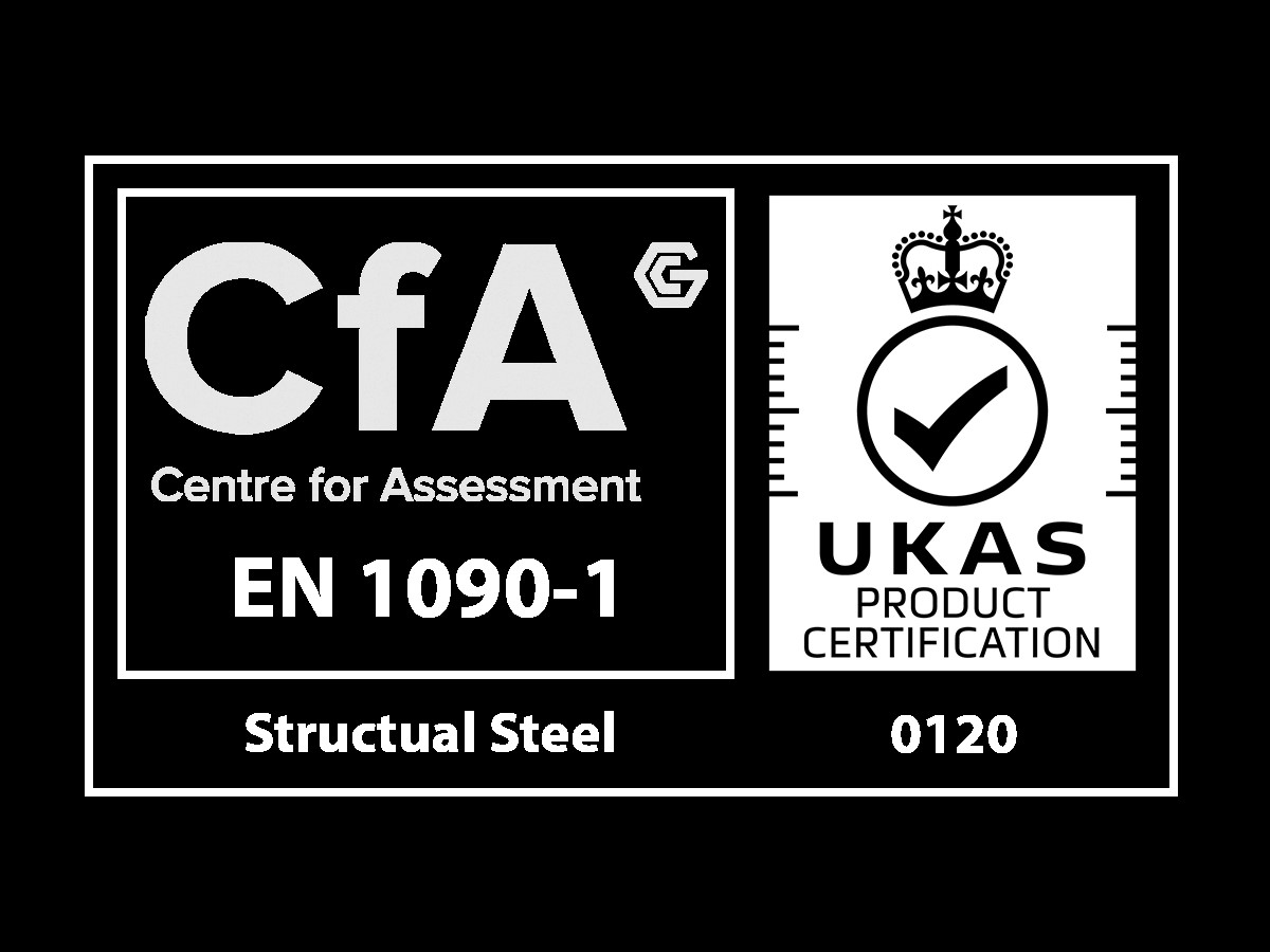 Displays the CfA Centre for Assessment logo with an EN 1090-1 certification