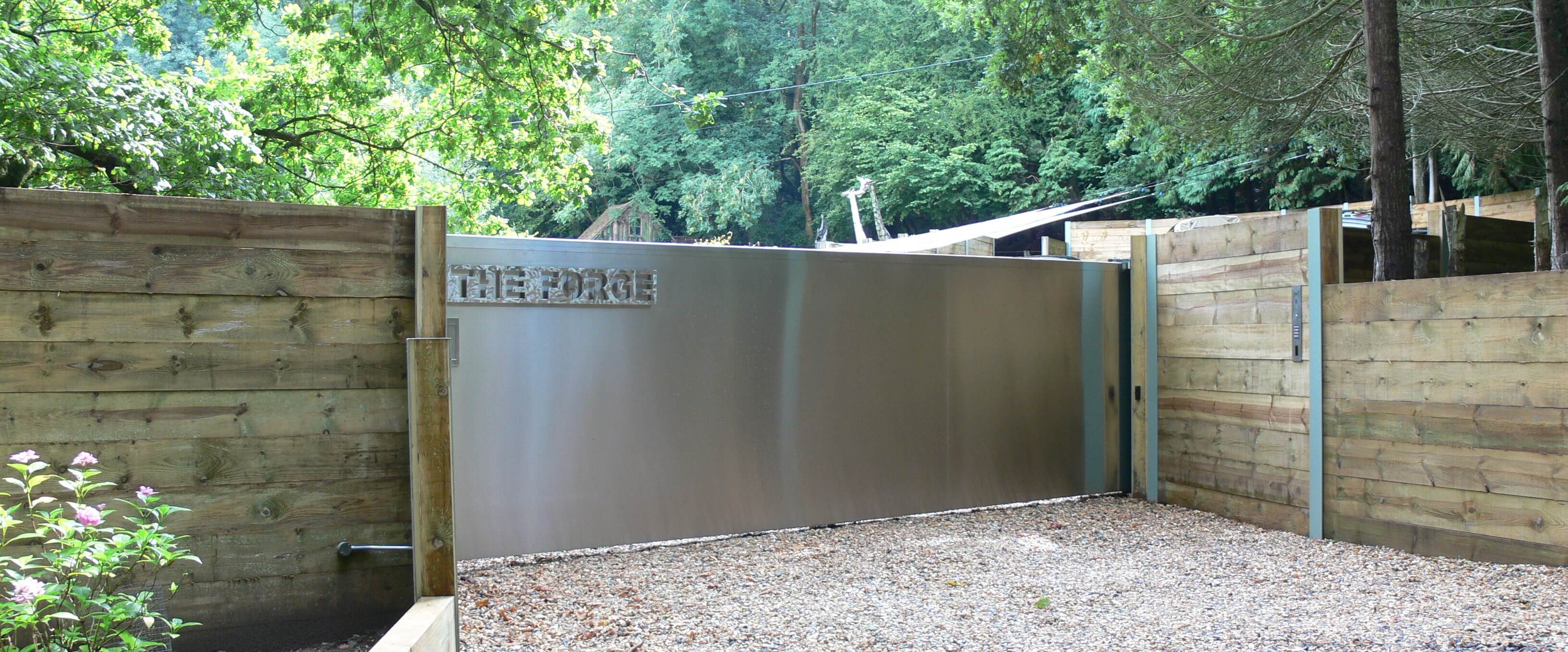 steel panelled cantilever gate