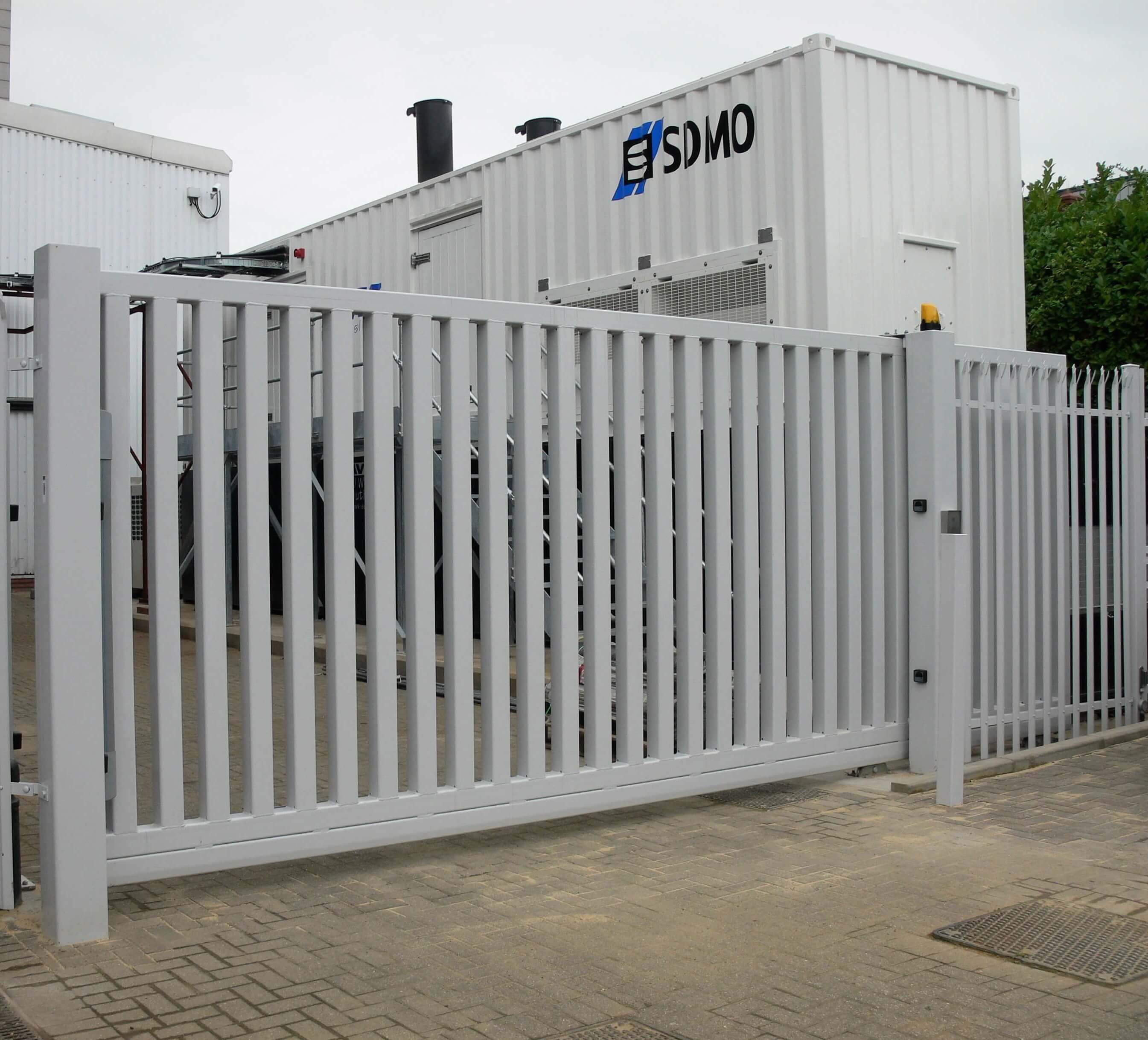 white cantilever automatic gate
