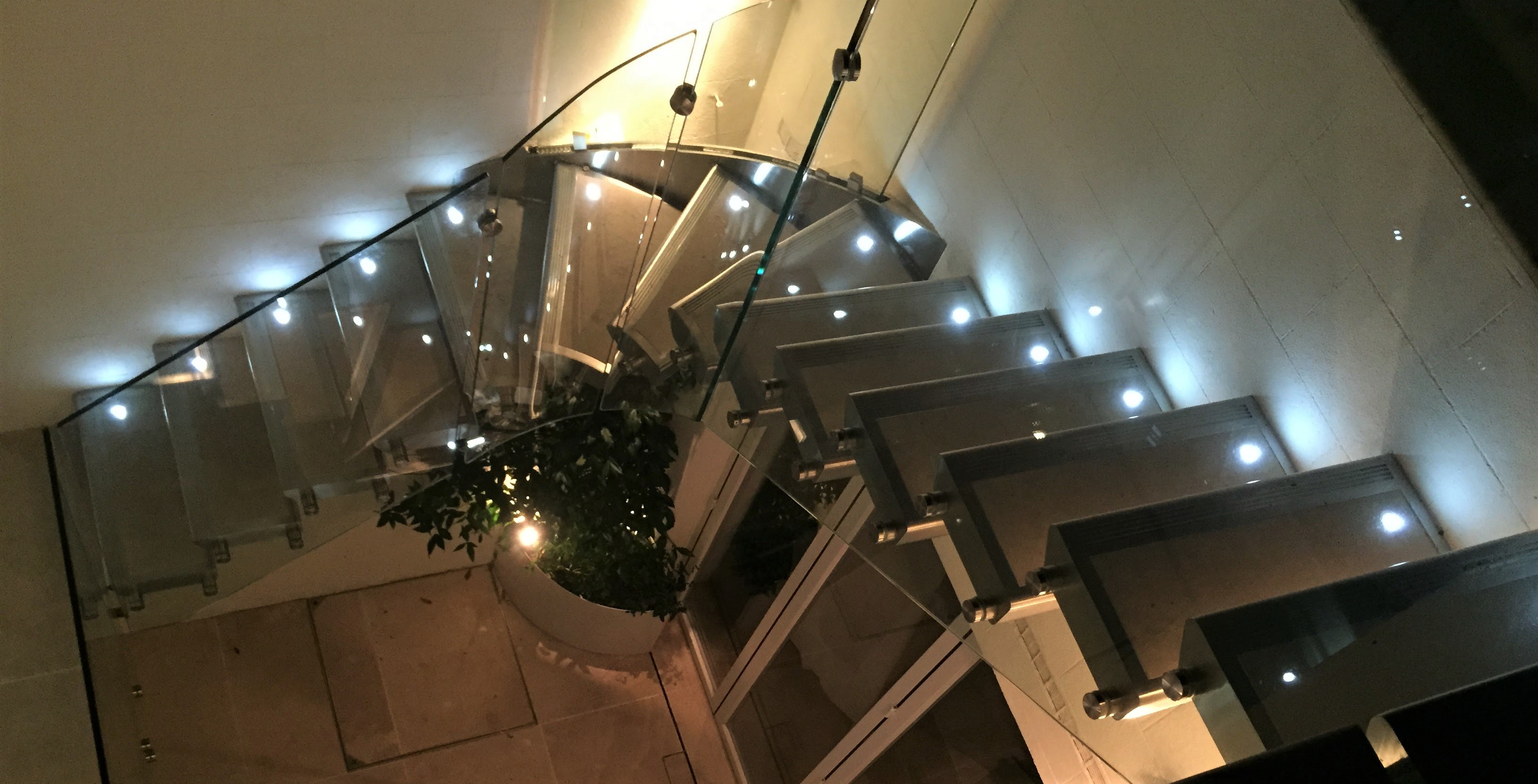 LED lit up external cantilever staircase