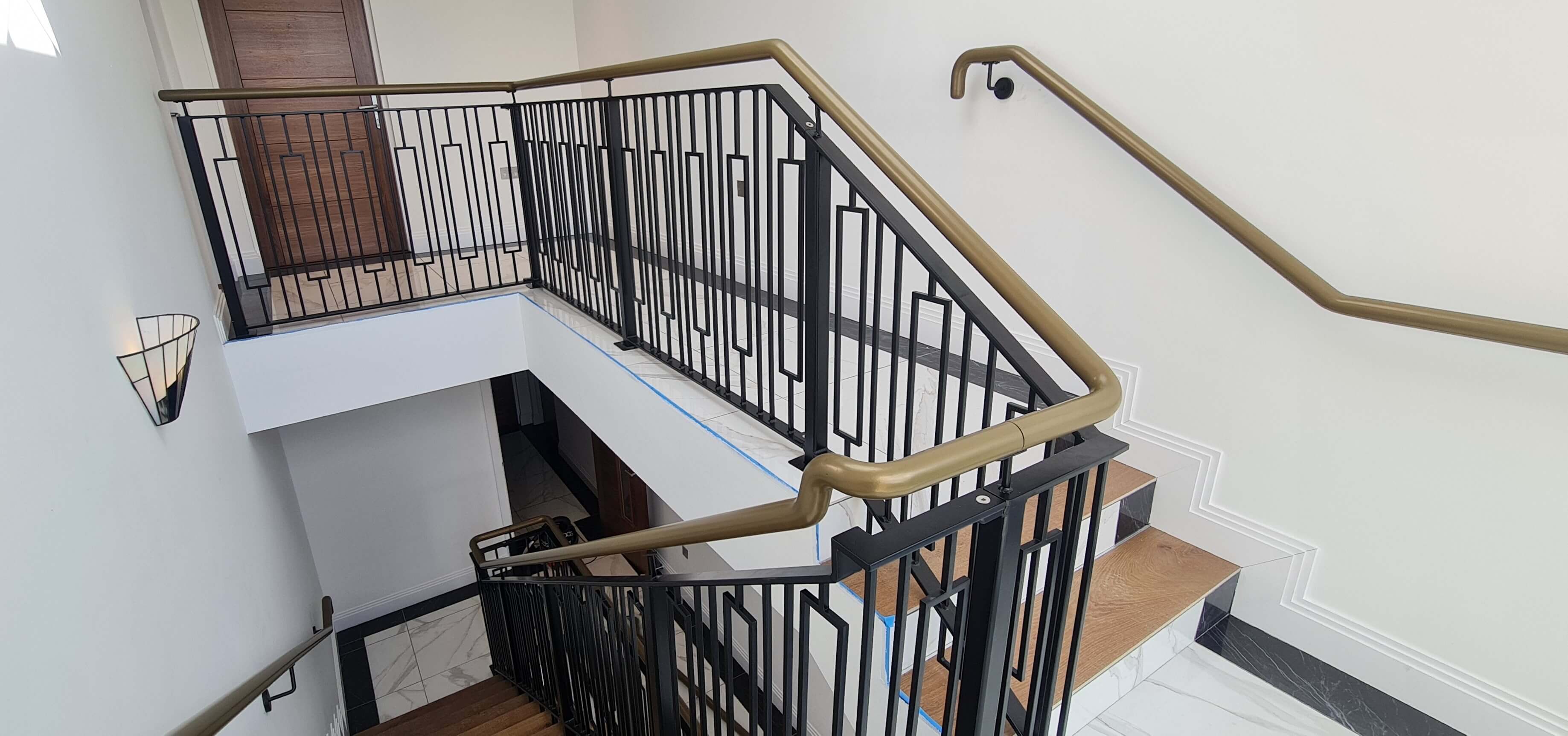 gold powder coated internal metal handrail